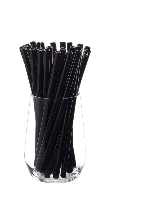 Glass Straws 25 pcs 9 Long Black Straight 12709