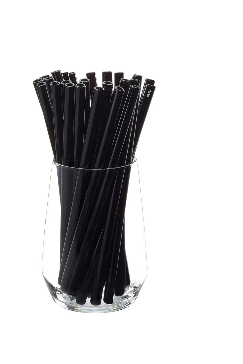 Glass Straws 25 pcs 9 Long Black Straight 12709