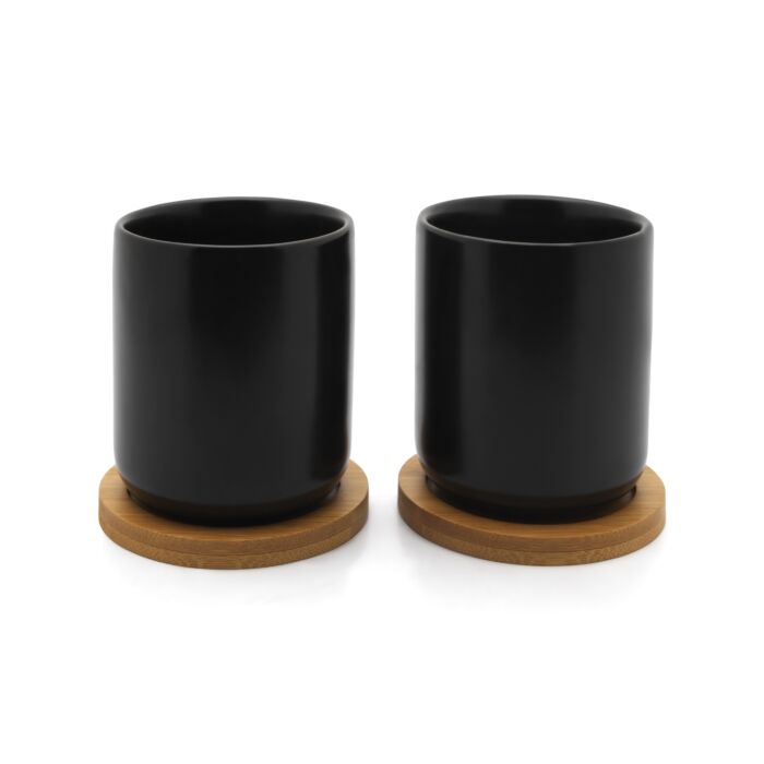 Tea mug Umea, black, set of 2