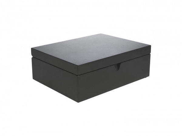Tea box Bamboo with 4 canisters and tea measuring spoon, black