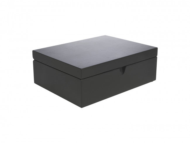 Tea box Bamboo with 4 canisters and tea measuring spoon, black