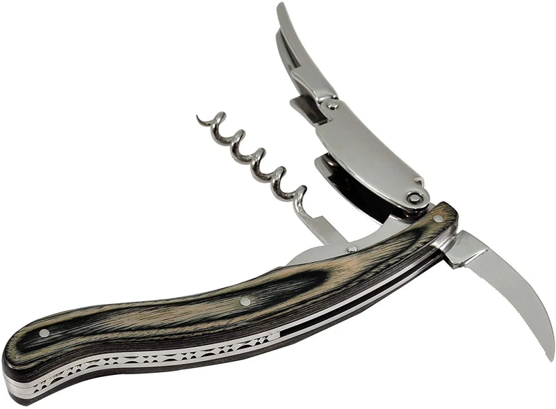 Nebbiolo Grand Crue Sommelier Corkscrew Wine Opener, Dark Gray Wood WF-2D