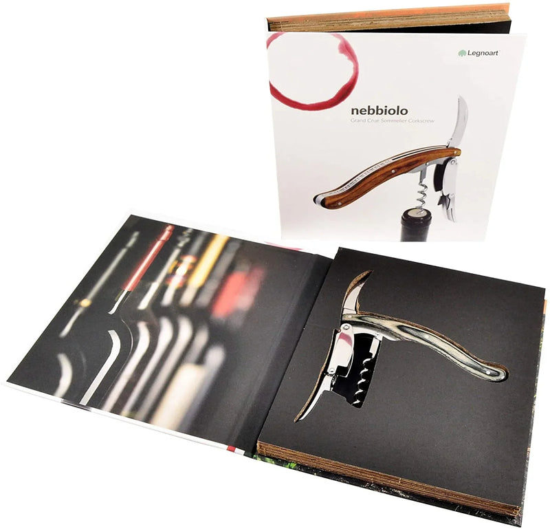 Nebbiolo Grand Crue Sommelier Corkscrew Wine Opener, Dark Gray Wood WF-2D